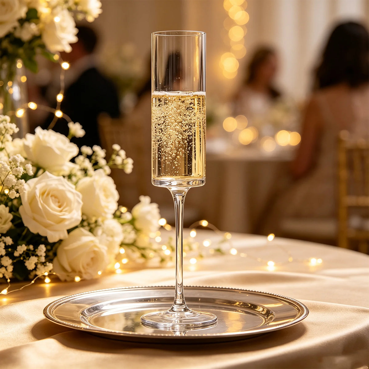 Crystal Champagne Flutes Set of 6 - 6.5 oz Hand Blown Champagne Glasses With Long Stem - Elegant Sparkling Wine Stemware for Party Wine Tasting Wedding New Years Eve Party Supplies- Unique Gift for Birthday,Anniversary