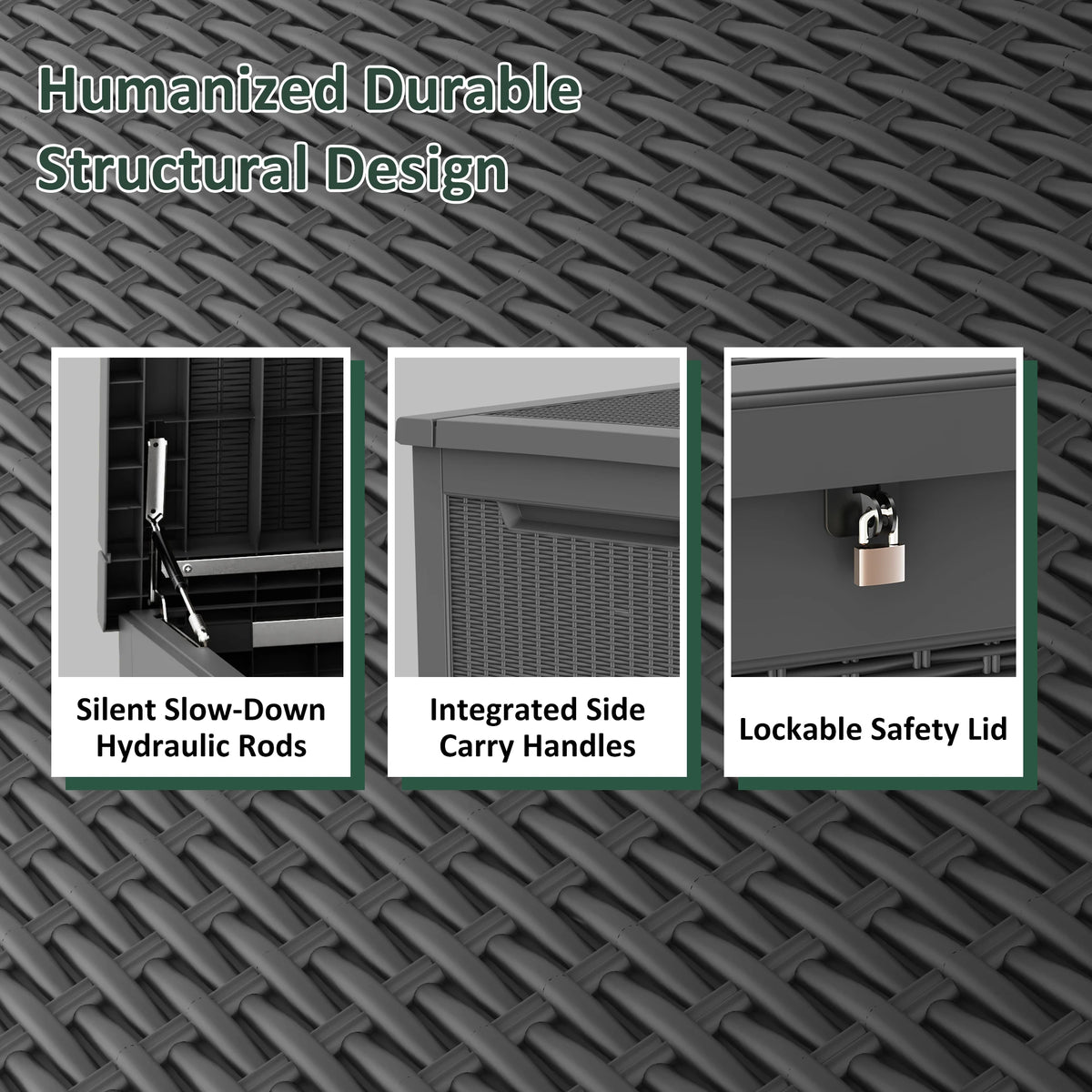 260 Gallon Weather Resistant Resin Deck Storage Box Lockable Waterproof Outdoor Patio Garden Pool Storage Chest for Cushions Tools Supplies