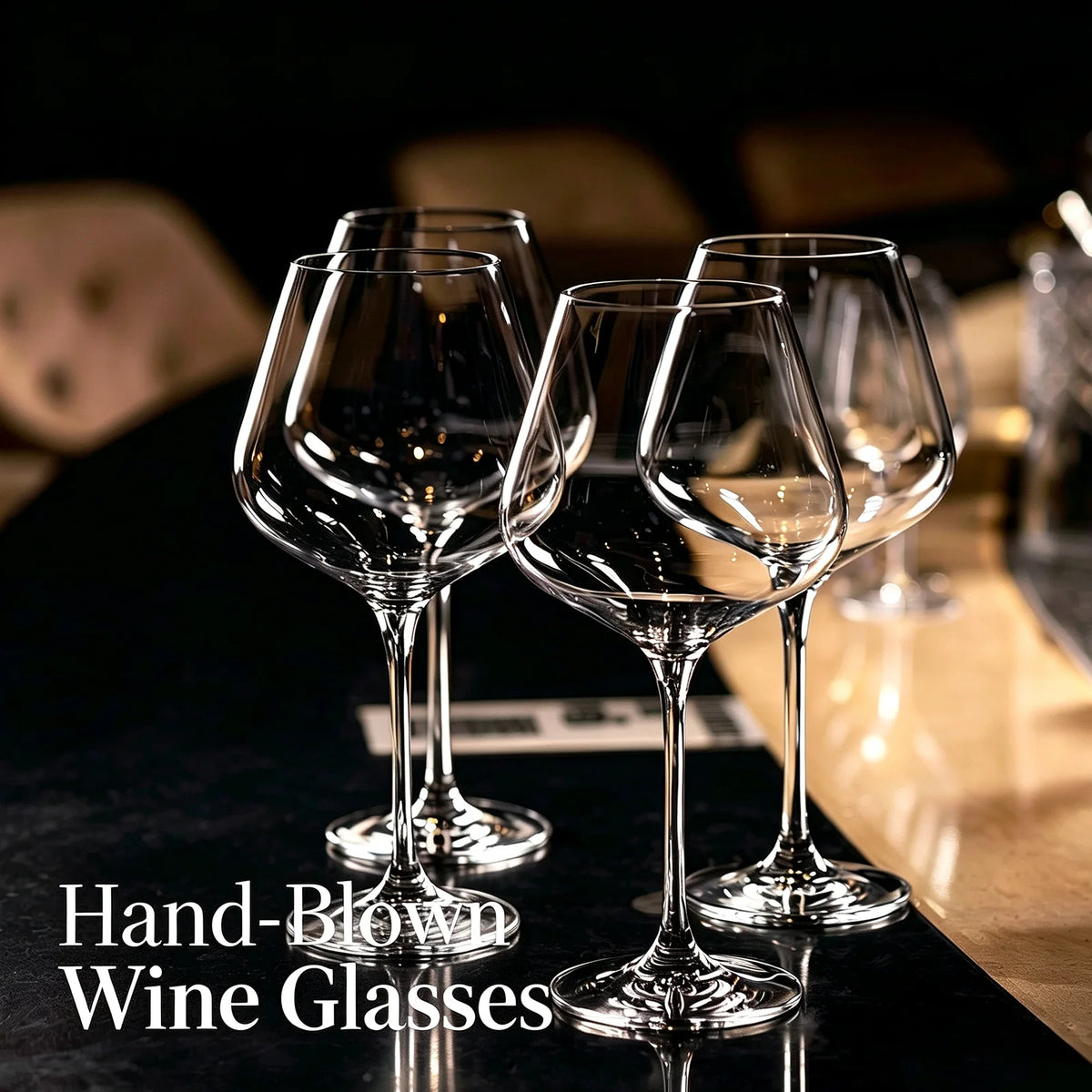 Hand Blown Red Wine Glasses Set of 4,23 oz Crystal Burgundy Wine Glasses With Long Stem,Lead-Free Premium Wine Glass-Unique Gift for Wedding, Anniversary, Party and Home