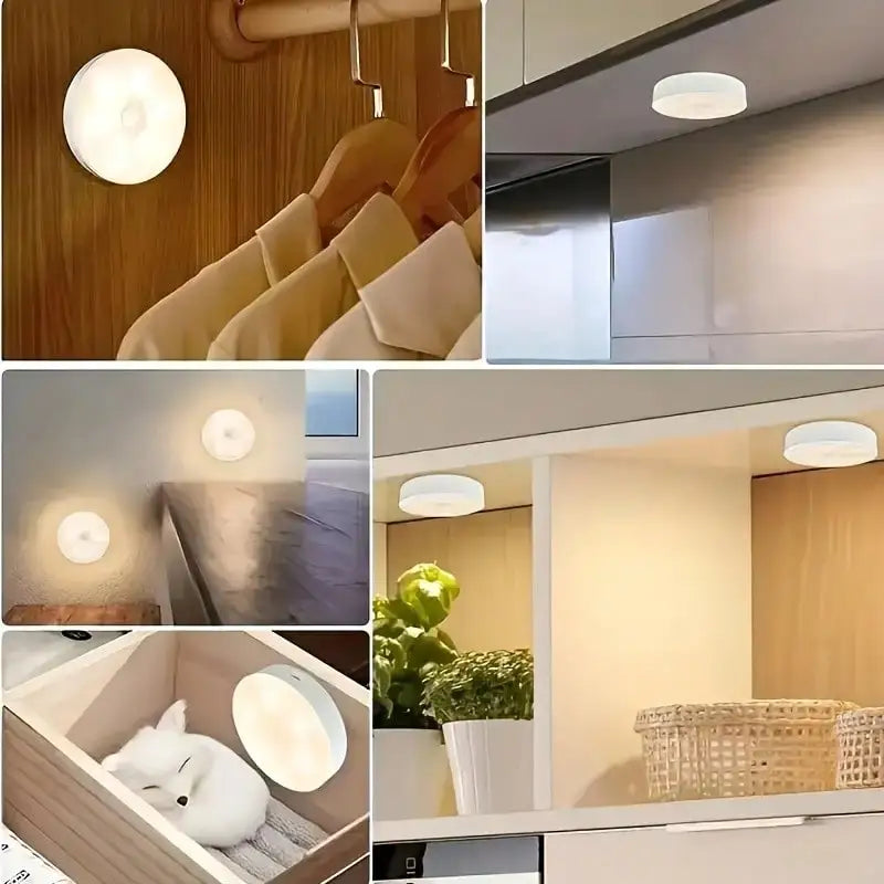 5-Piece 8-LED USB Rechargeable Motion-Sensing Night Light, Magnetic Wall Lamp, White/Warm White Light, Suitable for Staircases, Wardrobes, Bedrooms, Bedside Areas, Shoe Cabinets, for Home Use.