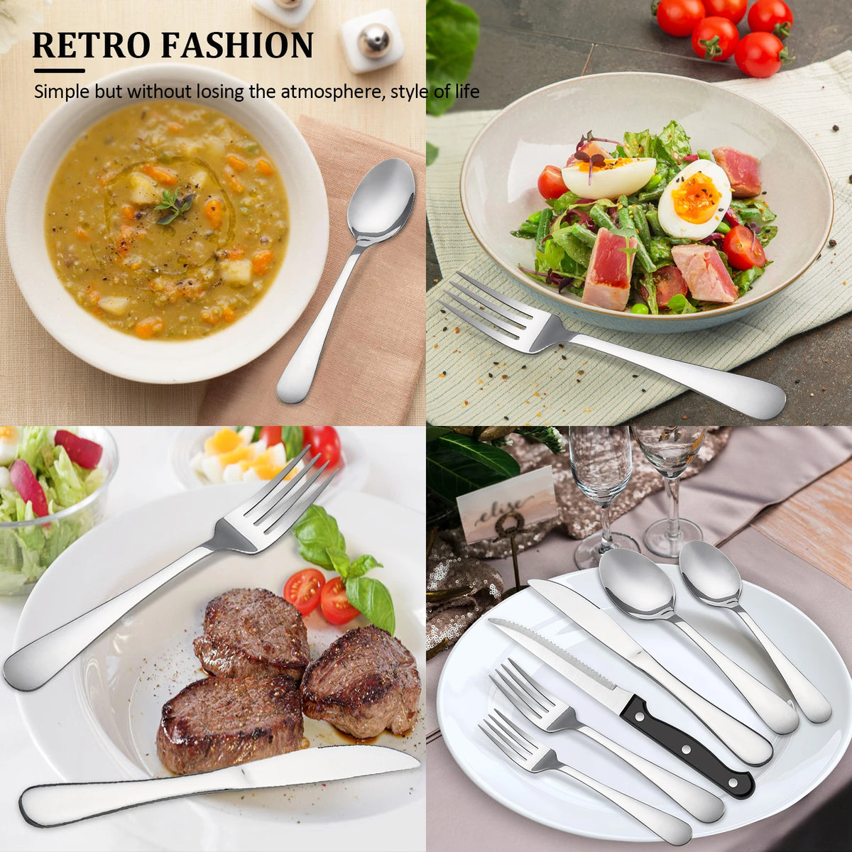 HanSmart Stainless Steel Cutlery Set With Steak Knives Included