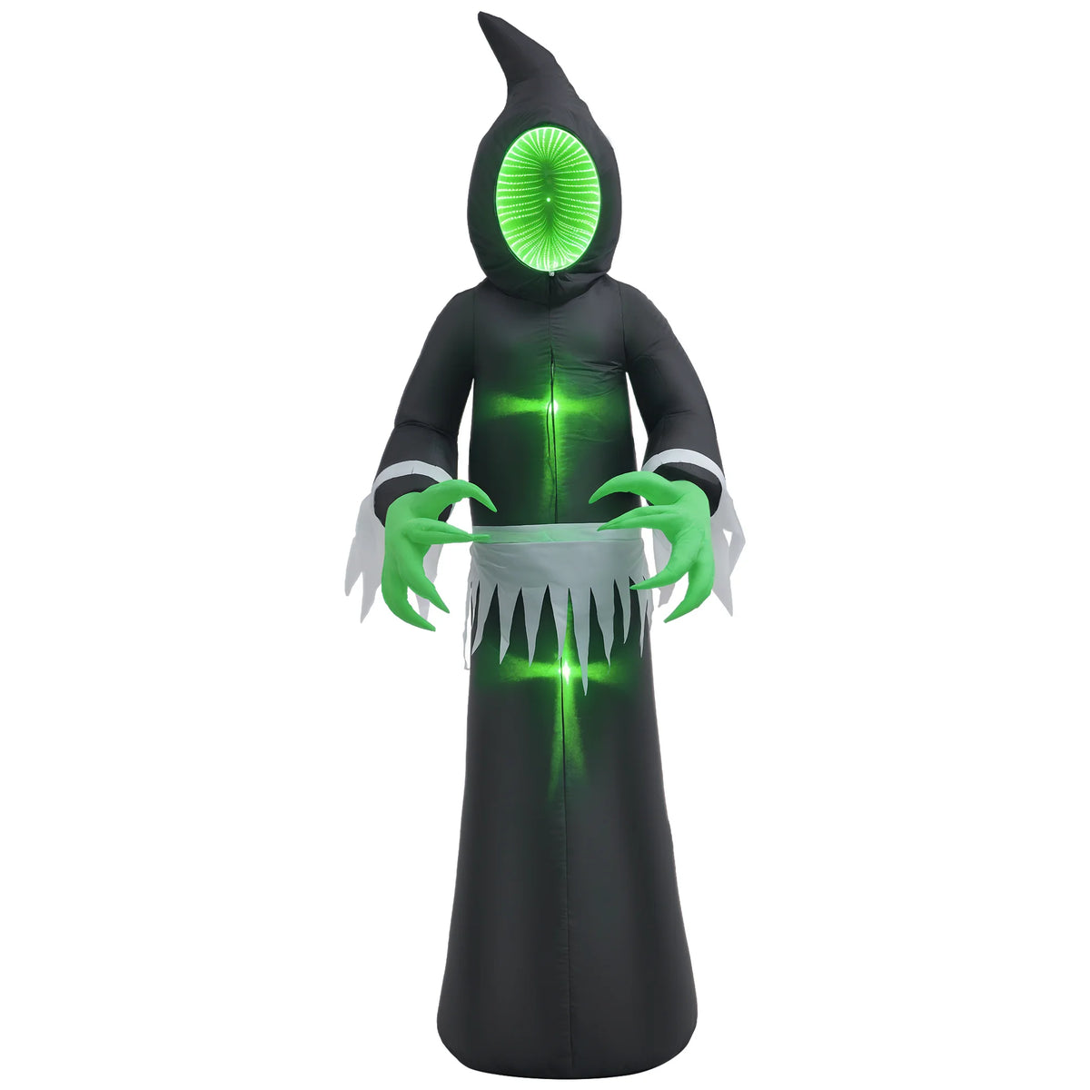 HOMCOM 8ft Inflatable Halloween Decoration Mirror Face Ghost, Blow Up Outdoor LED Yard Display, Waterproof