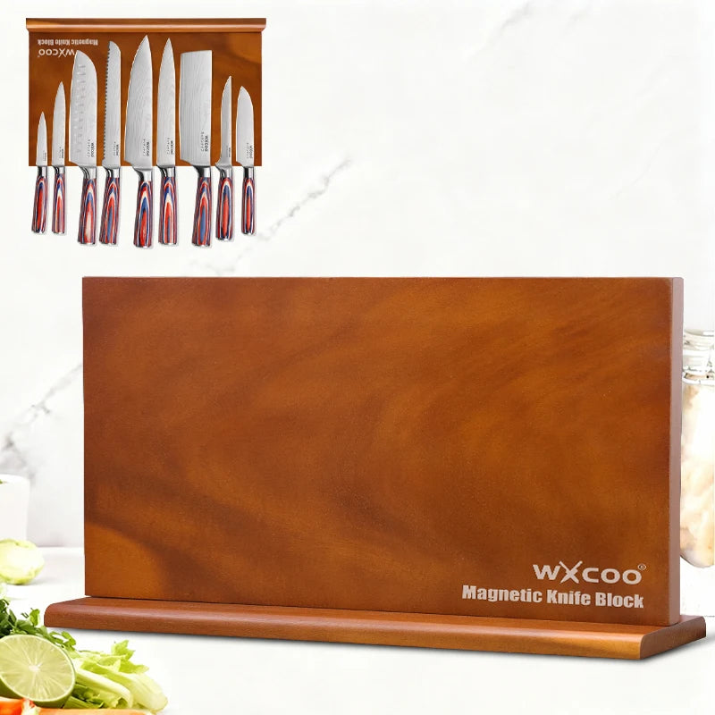1PC Upgraded Home Kitchen Double-sided Wooden Magnetic Knife Block Kitchen-Friendly Kitchen Accessories for Kitchen Convenience Exceptional User Experience No Drilling Storage Magnetic Stands Organizer Tools