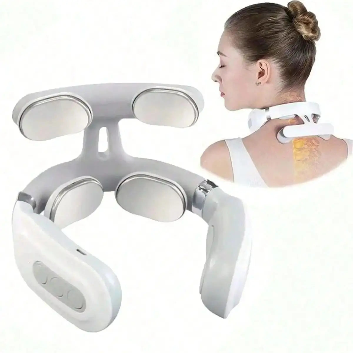 Four heads Adjustable USB Charging Neck Massager Heating Function Breathing Light For Neck Pain Relief And Relaxation