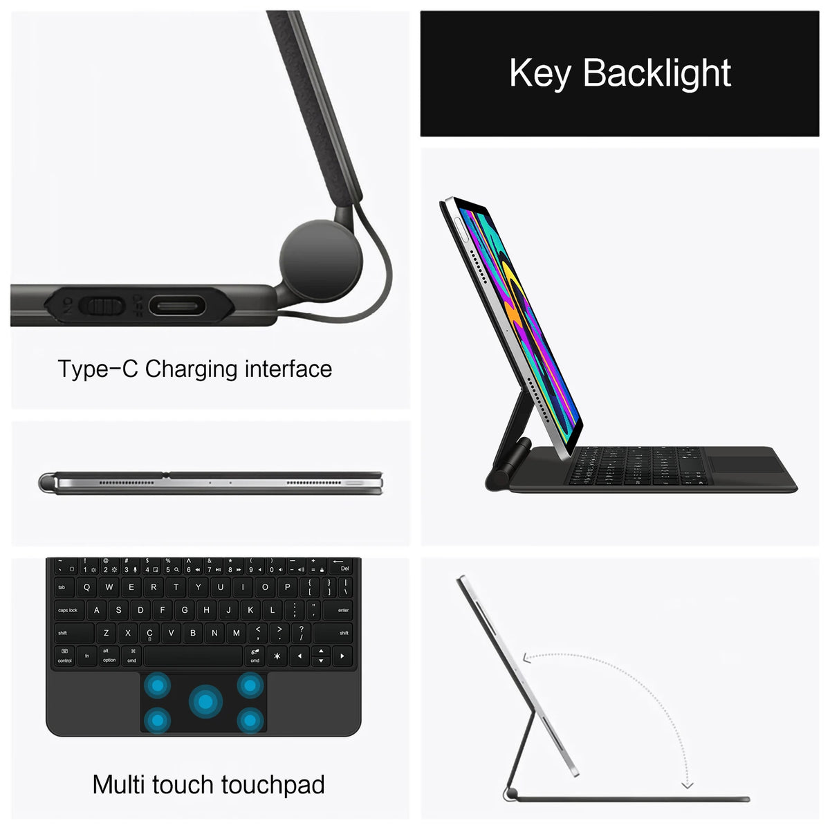 Ajuiyu Magic Keyboard Folio Smart Case For Ipad Pro Tablet