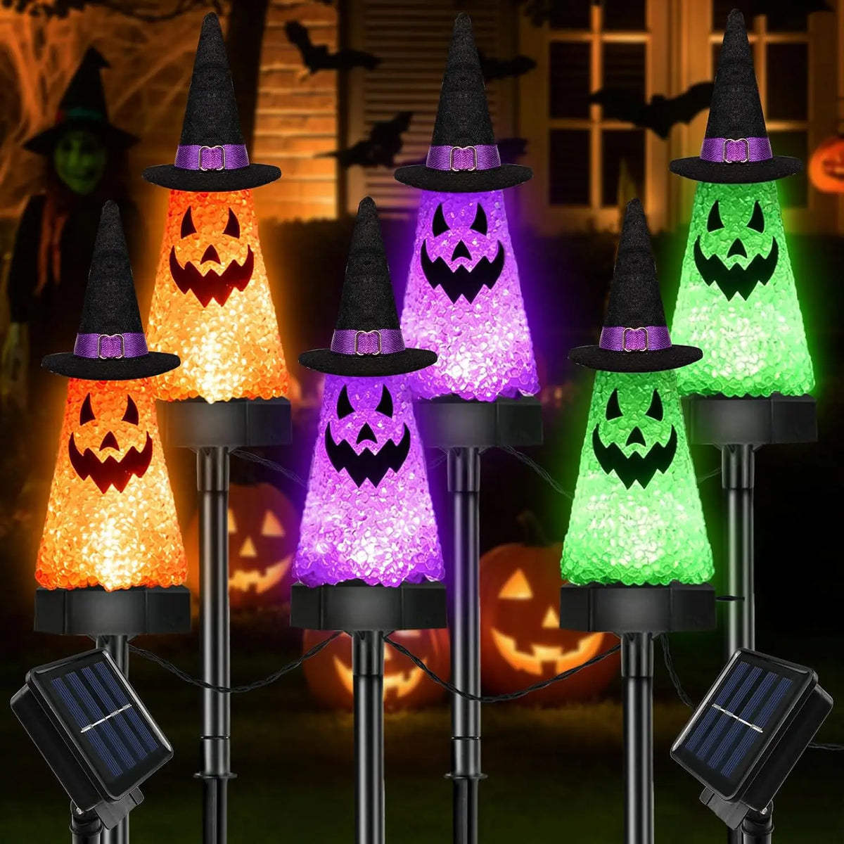 3 Pack Halloween Decorations Outdoor, Solar Ghost Pathway Lights Waterproof