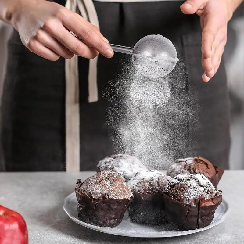 Retractable Powder Vibrator, Flour, Sugar Sieve, Powdered Sugar Semi-drainage Cake Decoration Tools Baking Accessories