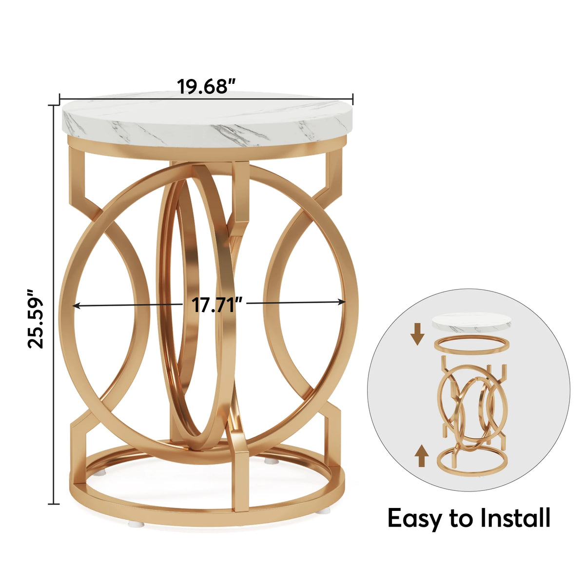 Tribesigns Modern Round End Table With O Shaped Base