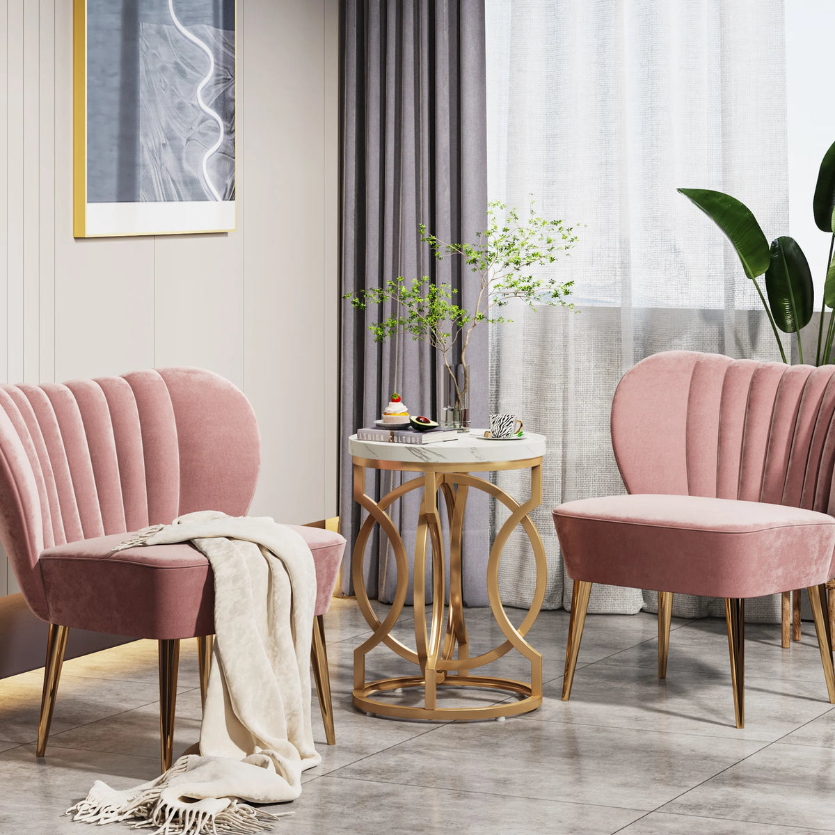 Tribesigns Modern Round End Table With O Shaped Base