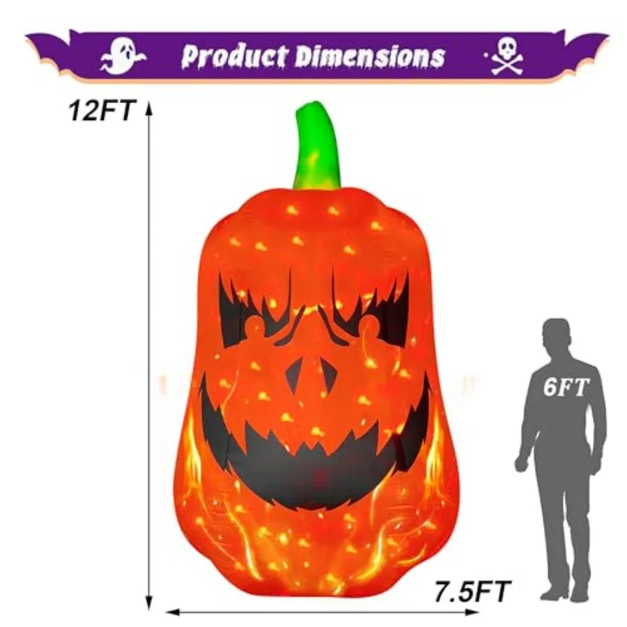 Halloween outdoor yard decoration, inflatable jack-o'-lantern pumpkin, orange PVC material, with flashing lights for indoor/out