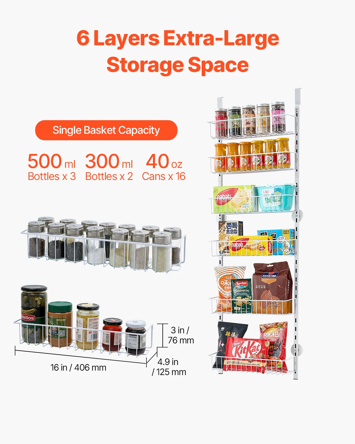SucceBuy Heavy Duty Over The Door Pantry Spice Rack Organizer