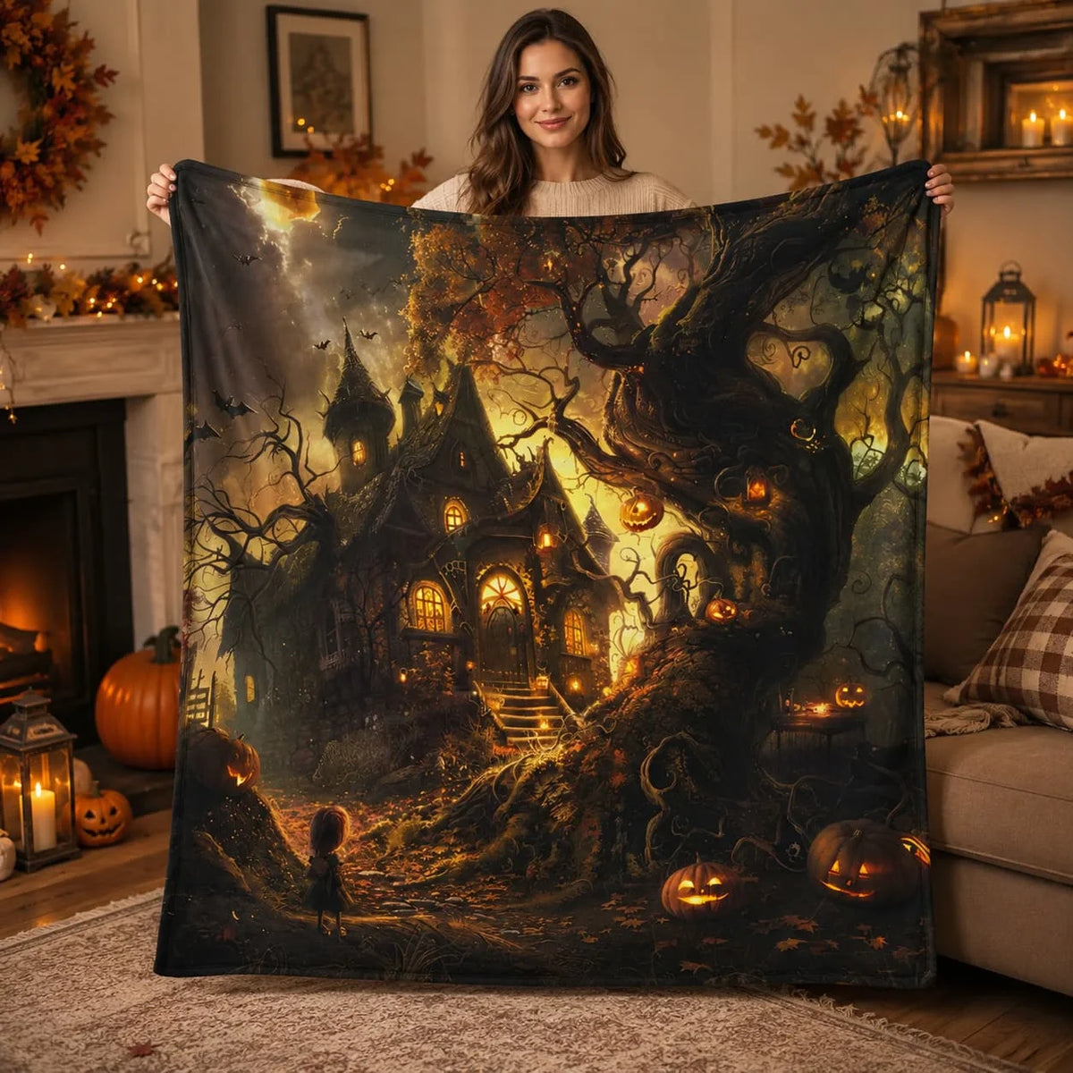 Haunted House Halloween Blanket: Soft, Spooky Fall Throw