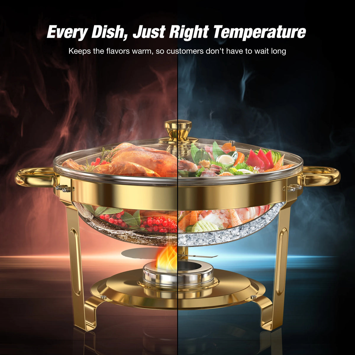 Elegant Chafing Dish Set With Glass Lid For Buffet Parties
