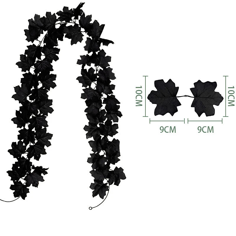 1/2Pcs Fall Artificial Maple Leaves Vine Hanging Rattan Wreath for Thanksgiving Halloween Day Decoration Home Room Decor Garland