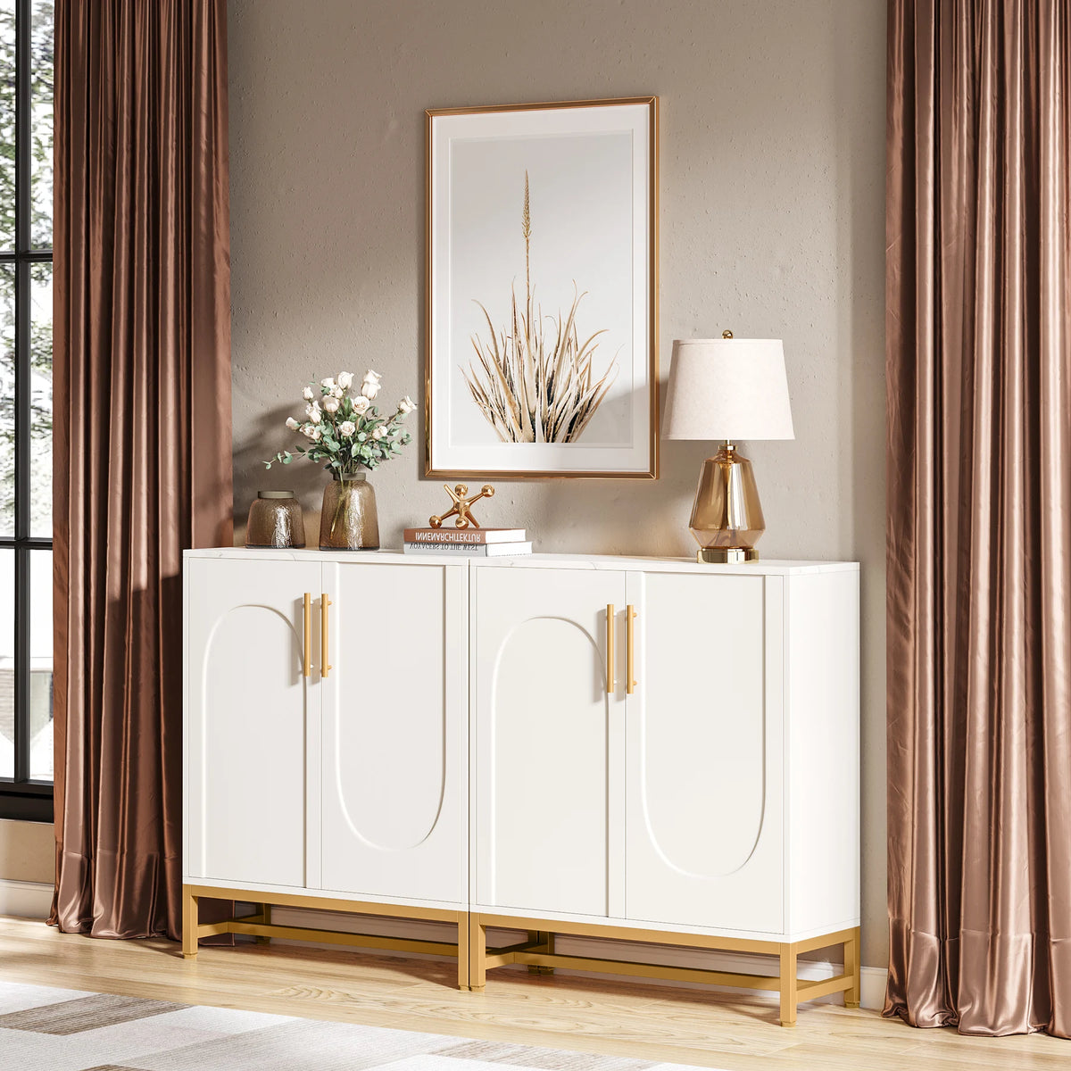 Tribesigns Modern Sideboard Buffet Cabinet With Four Doors Adjustable Shelves
