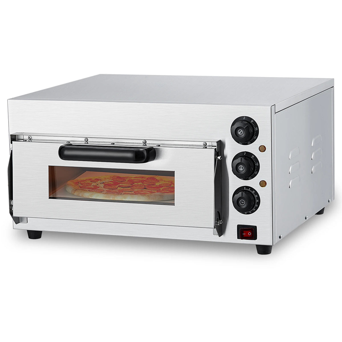 16 Inch Countertop Pizza Oven, 1600W Stainless Steel Electric Pizza Oven with Pizza Stone, Timer & Adjustable Temp for Home Commercial Use