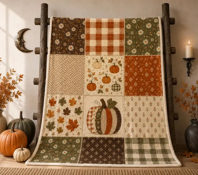 Fall Decor Blanket Gift, Pumpkin Season, Fall Decorations for Home, Rustic Autumn Floral Blanket, Farmhouse Thanksgiving Decor, Autumn Gifts
