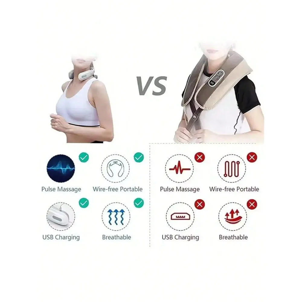 Four heads Adjustable USB Charging Neck Massager Heating Function Breathing Light For Neck Pain Relief And Relaxation