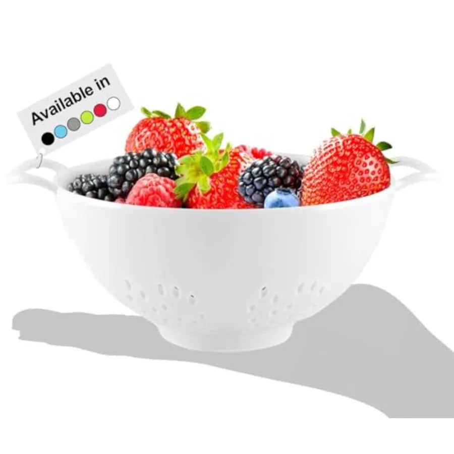 6-inch Small Colander, BPA-Free, Dishwasher Safe, Double Handles, Compact Food Strainer for Berries, Veggies and Pasta, 3-Cup C