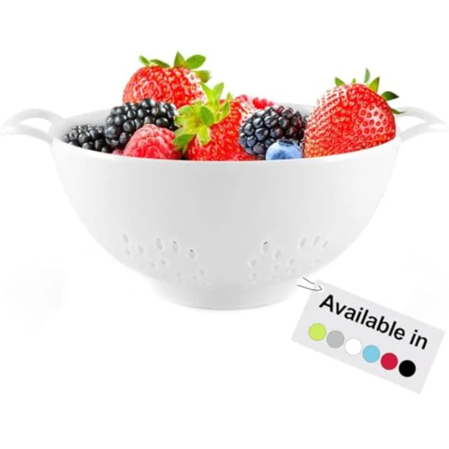 6-inch Small Colander, BPA-Free, Dishwasher Safe, Double Handles, Compact Food Strainer for Berries, Veggies and Pasta, 3-Cup C