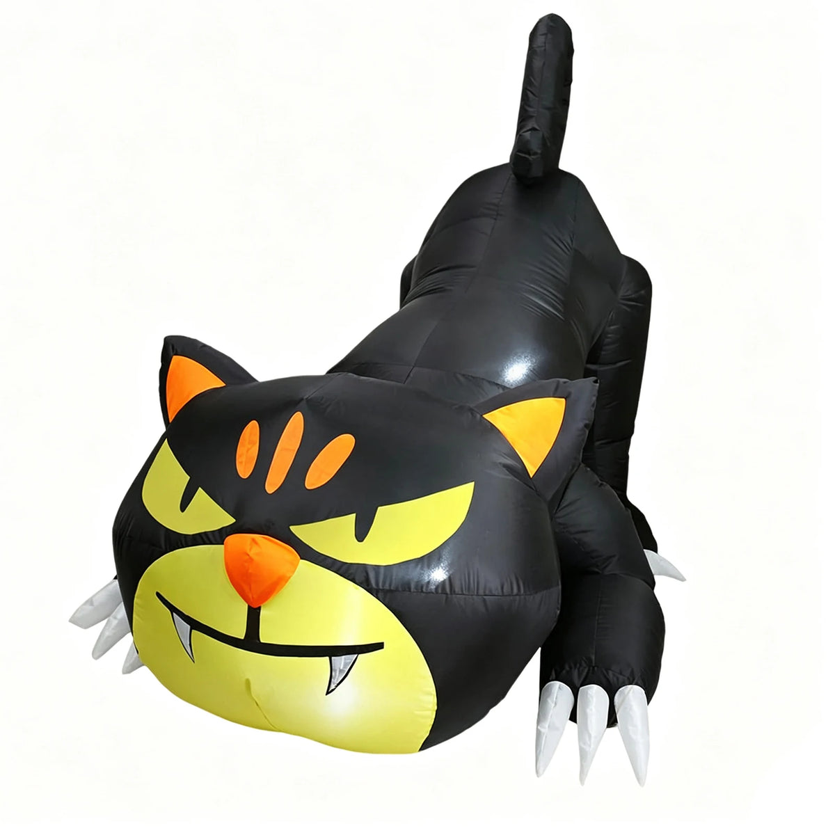 7ft Halloween Inflatable Crawling Black Cat Outdoor Yard Decor With 3 Led Lights, Blower, Stakes & Ropes For Lawn Garden Porch