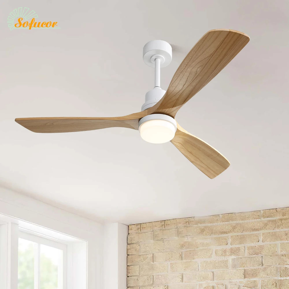 Sofucor 52-Inch 3 Blade Ceiling Fan With LED DC 6-Speed High Wind Speed With Remote Control for rooms