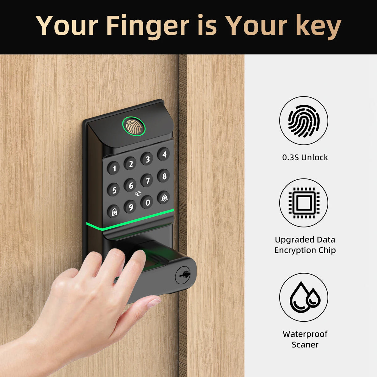 Viladepot Bluetooth Fingerprint Smart Door Lock With Keypad