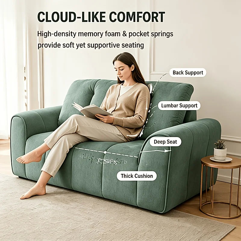 Chenille Deep Seat Cloud Loveseat Sofa With Memory Foam