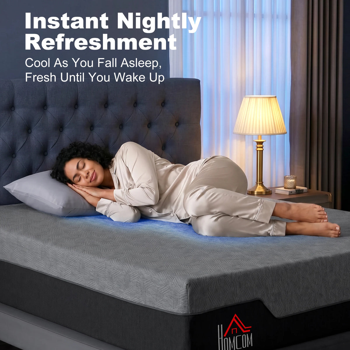 HOMCOM King Mattress, 14 Inch Gel Cooling Memory Foam Mattress for Cool Night Sleep, Graphene Bed in a Box for Pressure Relief, with Washable Cover], CertiPUR-US Certified, Medium Firm