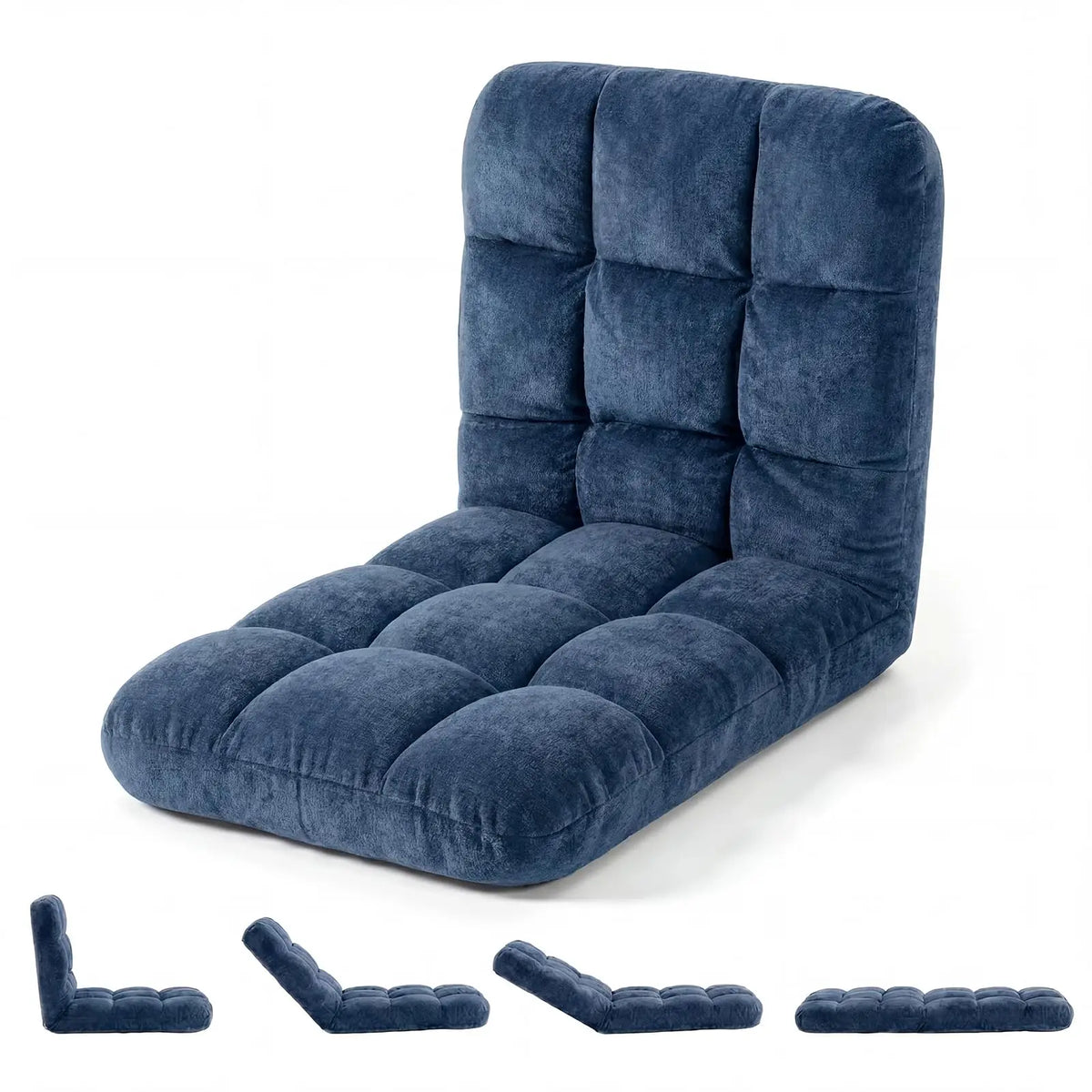 Adjustable Floor Chair With Back Support, 5-Position Foldable Gaming Lounge Chair, Padded Meditation Sofa For Indoor Living Room