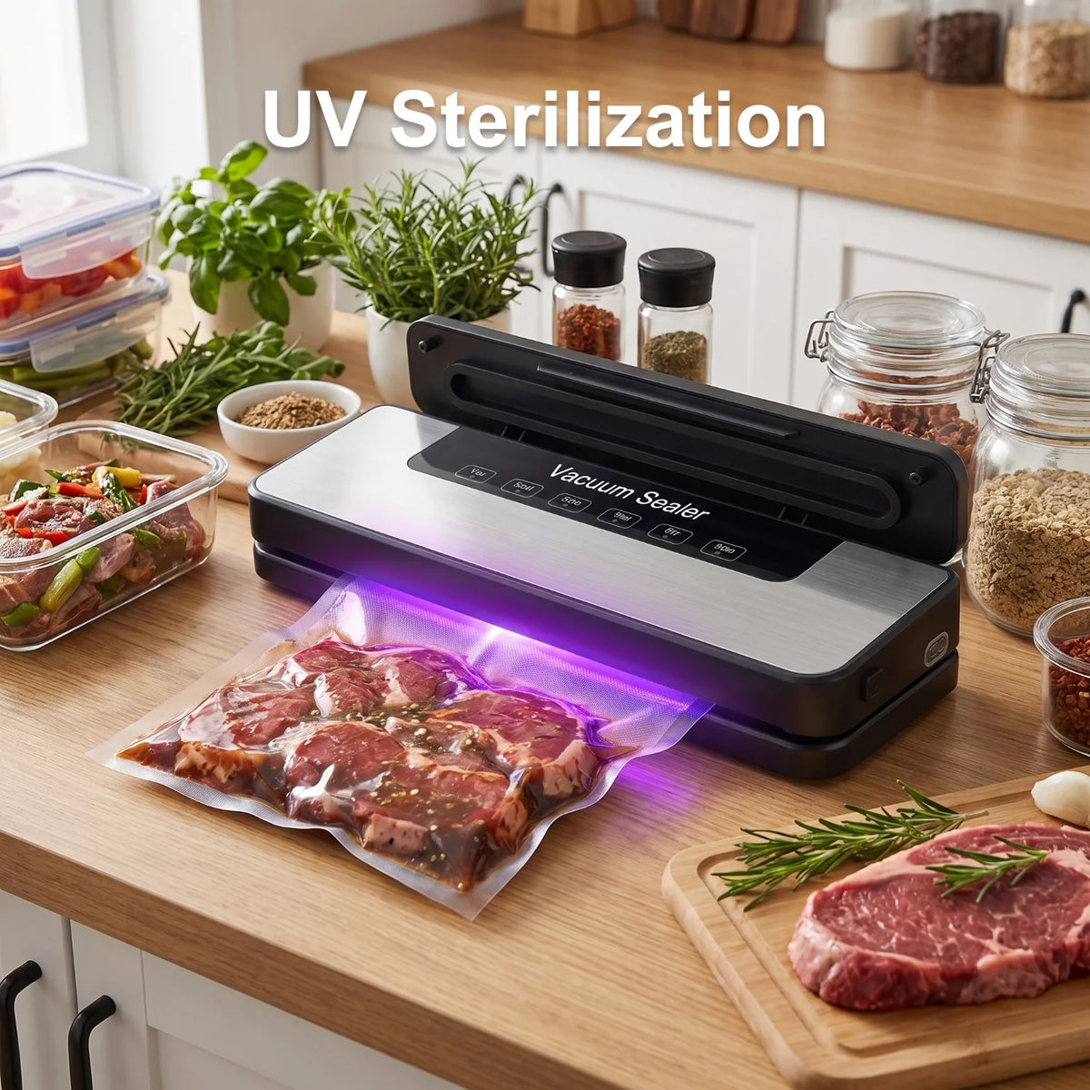 Multi-mode Vacuum Food Sealer Dry Wet Rice Mode Automatic Vacuum Sealing Machine Home Food Storage Vacuum Packer with Vacuum Bags