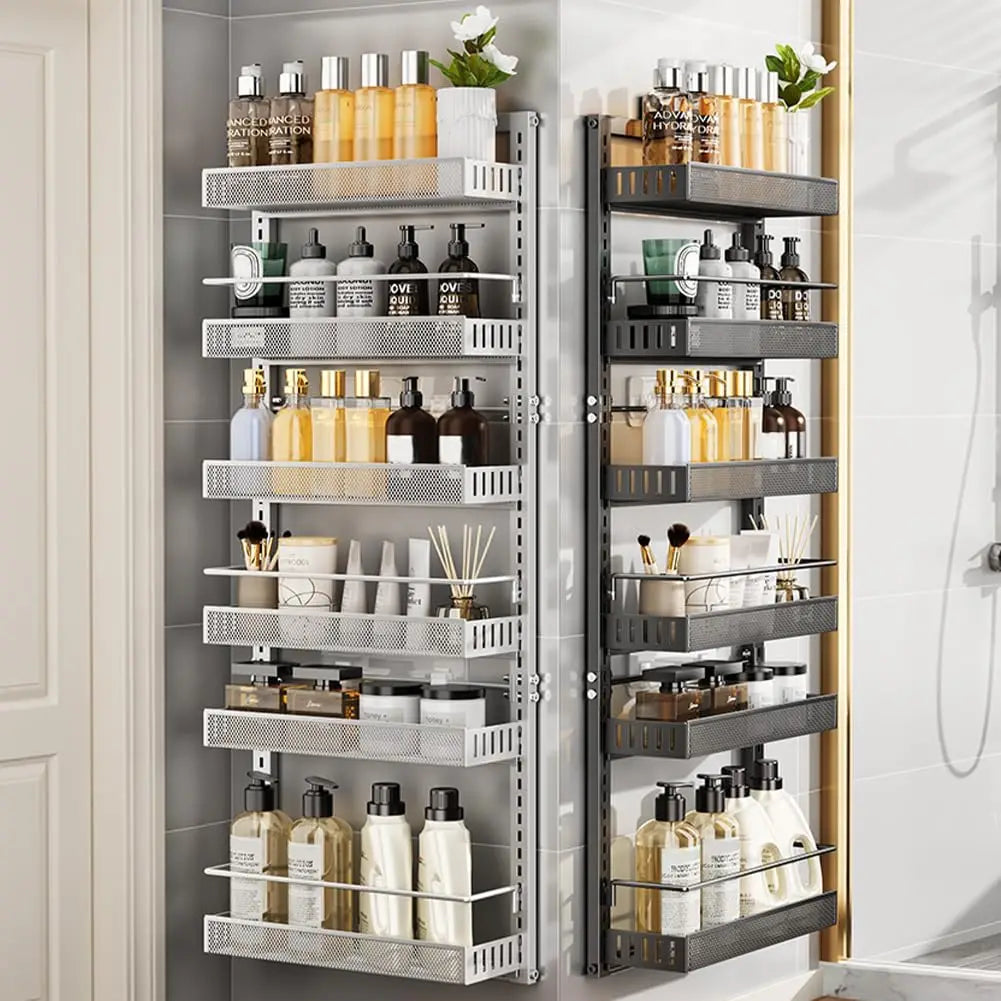 6-Tier Over the Door Pantry Organizer, Adjustable Metal Hanging Storage Rack for Kitchen Bathroom Cabinet
