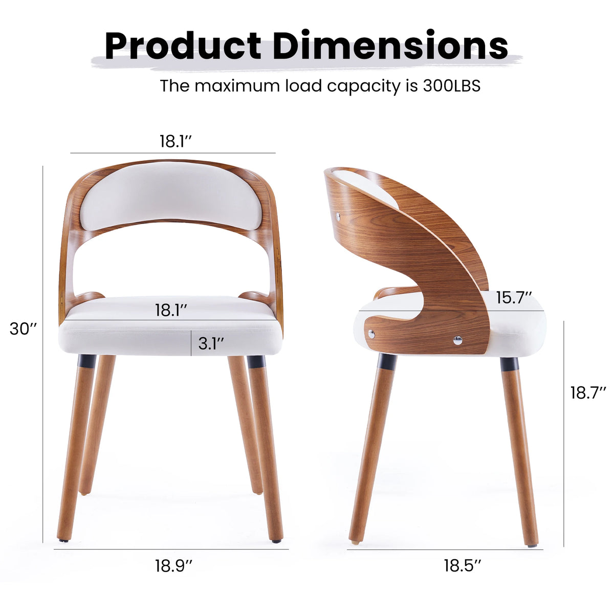 FARINI Modern Upholstered Wood Dining Chairs With Curved Backrest