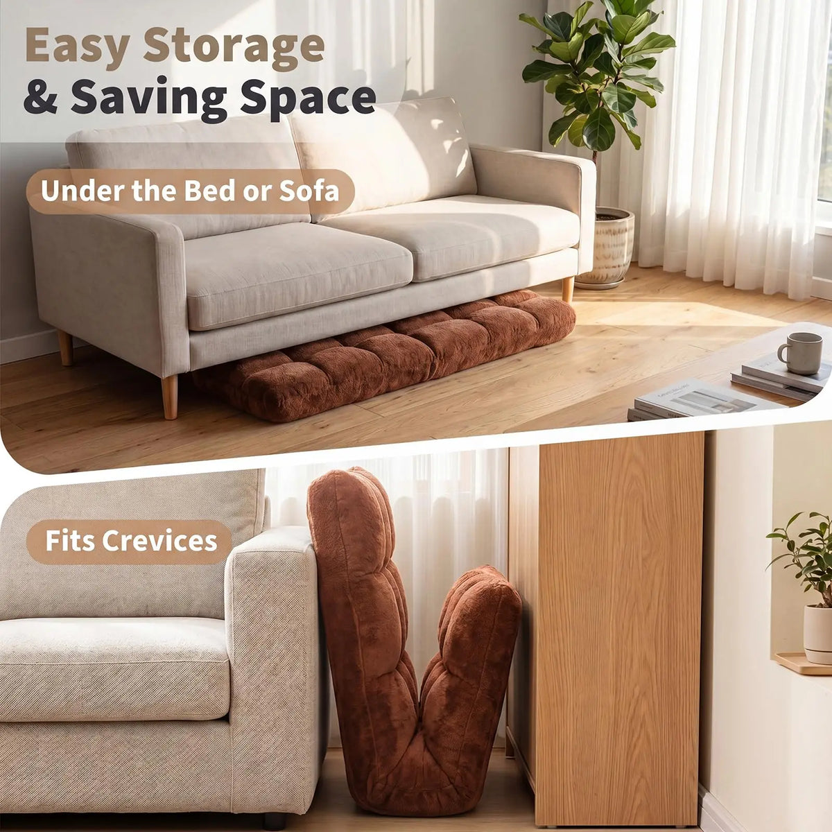 Adjustable Floor Chair With Back Support, 5-Position Foldable Gaming Lounge Chair, Padded Meditation Sofa For Indoor Living Room