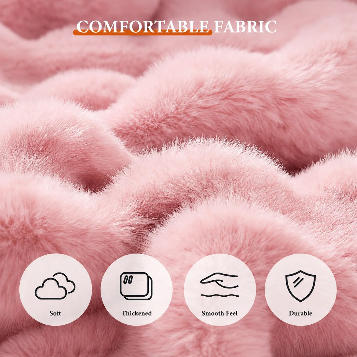 6FT Oversized Fluffy Faux Rabbit Fur Bean Bag Chair with High Density Sponge Filling, No Assembly Compressed Floor Sofa, Non-Slip Base Giant Round Lazy Couch for Adults