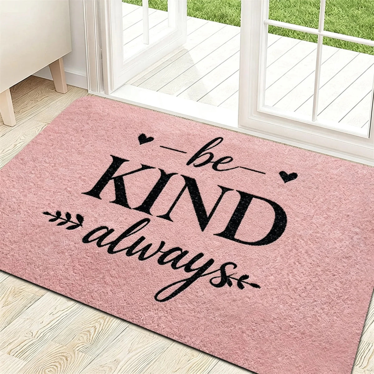 Soft Flannel Fabric Door Mat,"Good Vibes Only" Positive Energy Design/Non-slip Backing/Suitable for Home, Garden Patio, Laundry Room, Bathroom Decor/Available in Multiple