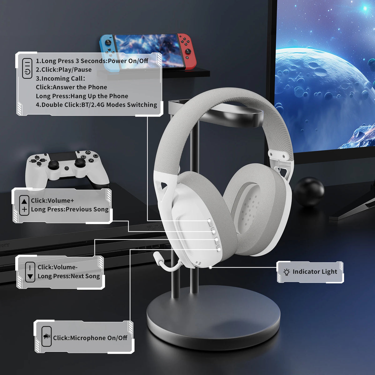 Attack Shark L80 Ultra Light Tri Mode Wireless Gaming Headset
