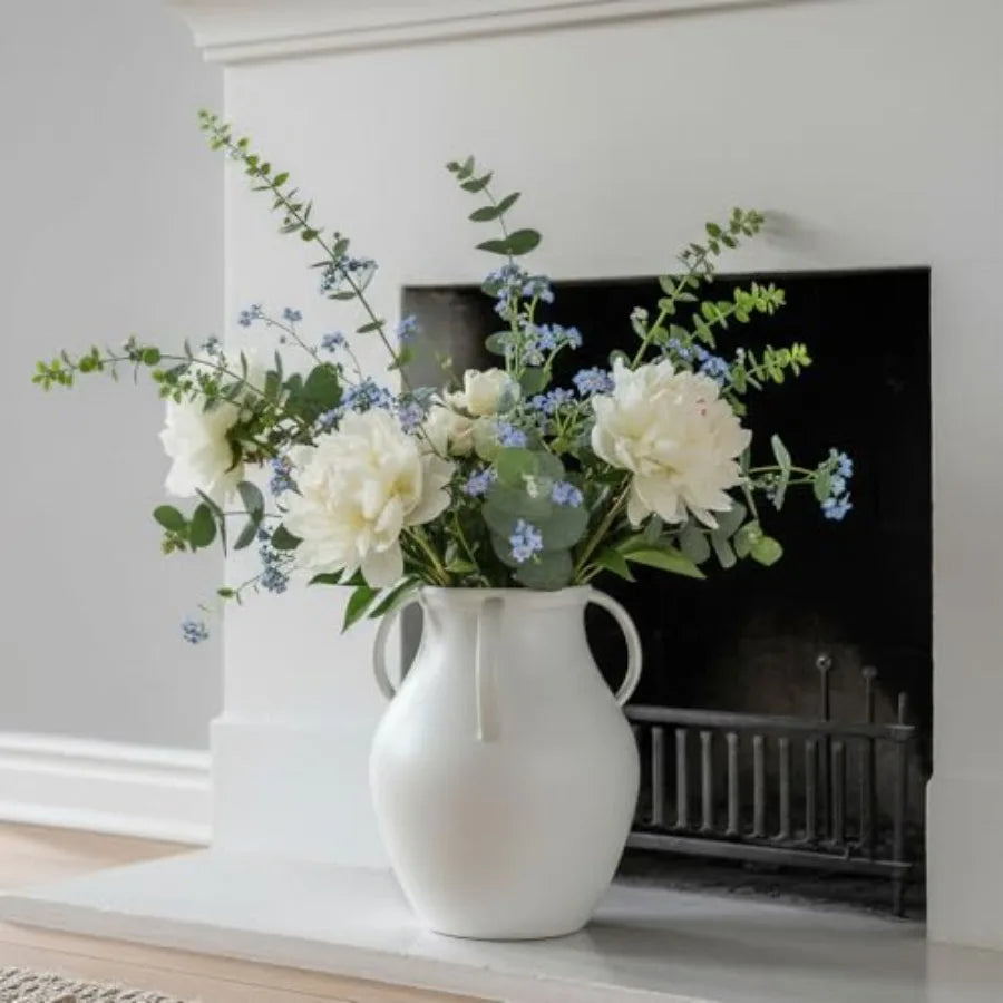 Extra Large Floor Vase for Dried Pampas Grass Fresh Flowers Nordic Matte White Ceramic Farmhouse Statement Piece for Living Roo