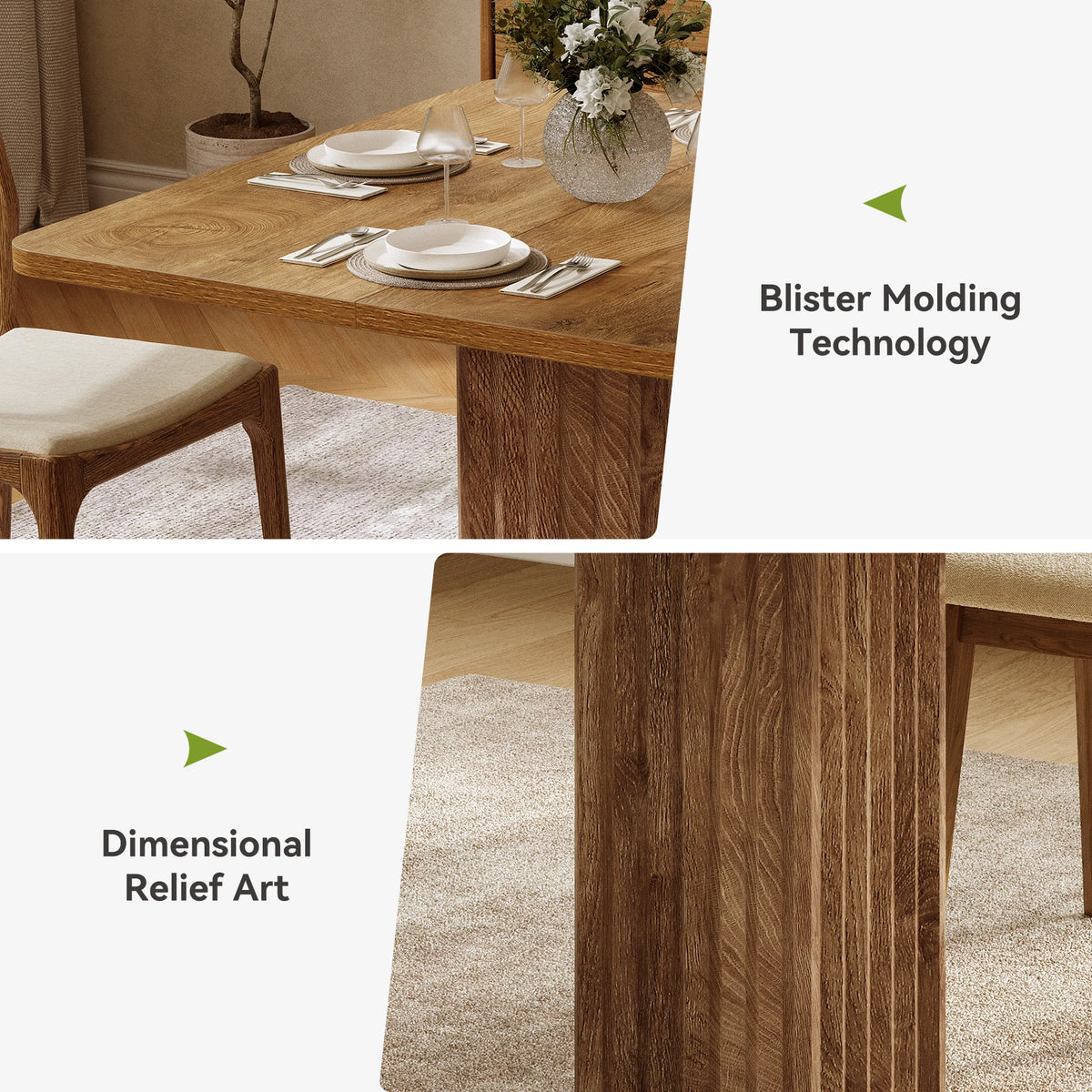 Tribesigns Farmhouse Dining Table With Sturdy Wooden Base