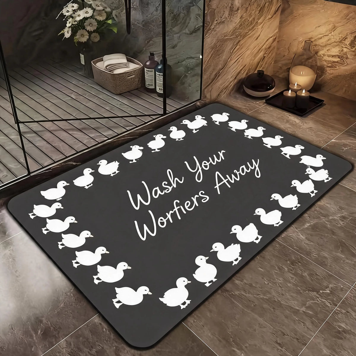 Soft Diatomaceous Earth Bath Mat - Non-slip, Quick Drying,, Geometric Pattern, Hand Washable, Suitable for Bathroom, Entrance, Kitchen, Perfect Home Decor