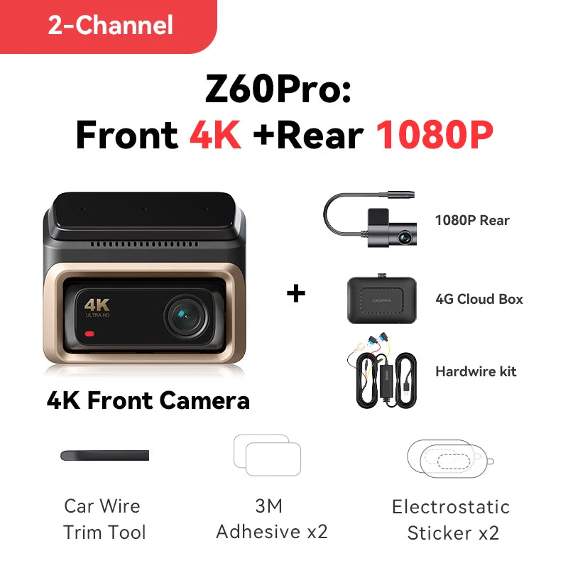 DdpaI 4K Z60 Pro Dash Cam Front Rear Video Recorder
