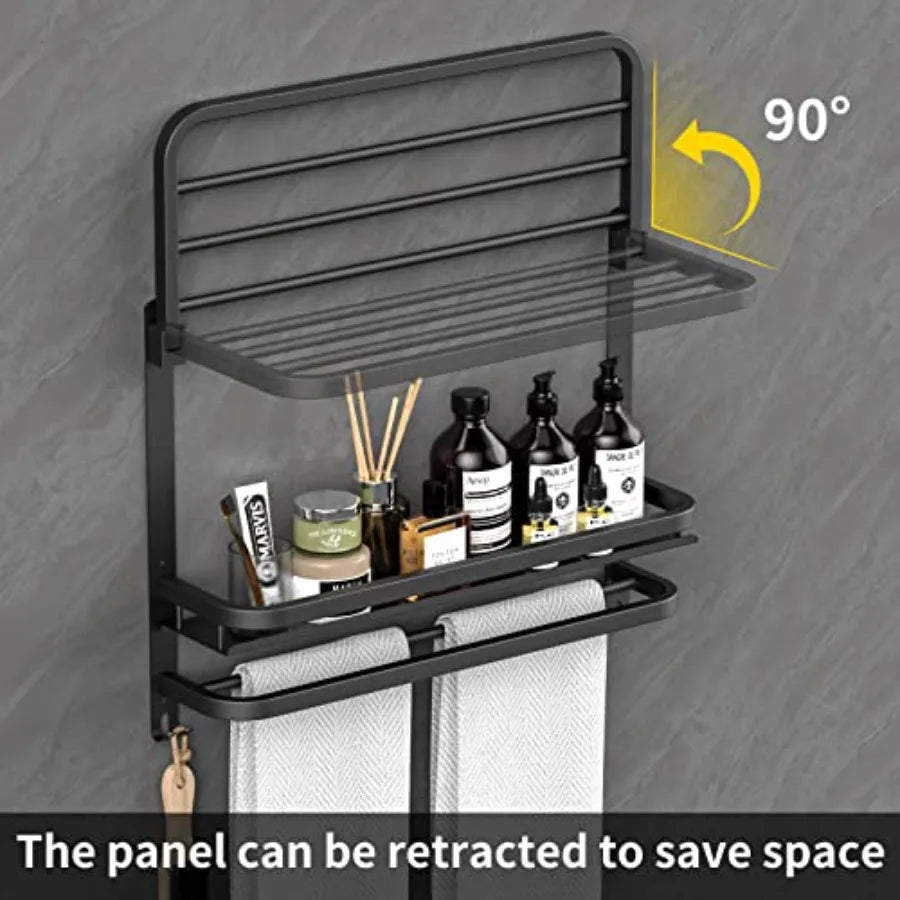 SHXI Collapsible Towel Rack With No Drill Shower Shelves