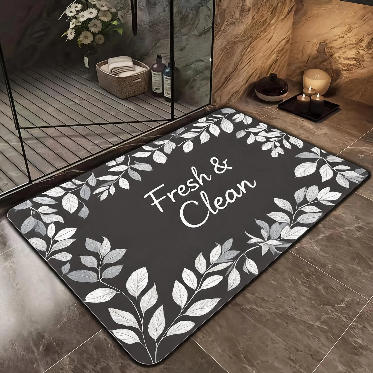 Soft Diatomaceous Earth Bath Mat - Non-slip, Quick Drying,, Geometric Pattern, Hand Washable, Suitable for Bathroom, Entrance, Kitchen, Perfect Home Decor