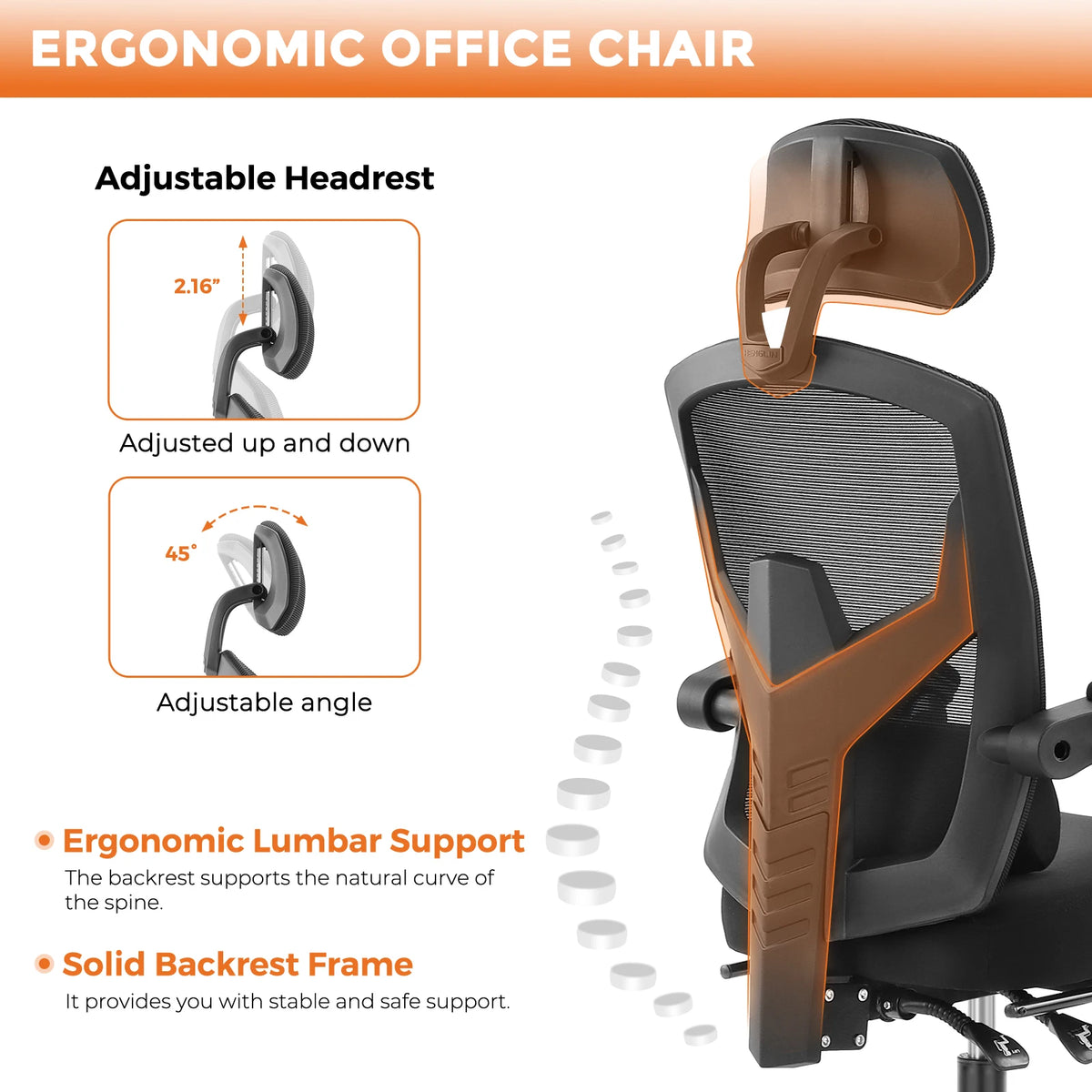 MCQ Ergonomic Reclining Gaming Office Chair With Lumbar Support Mesh