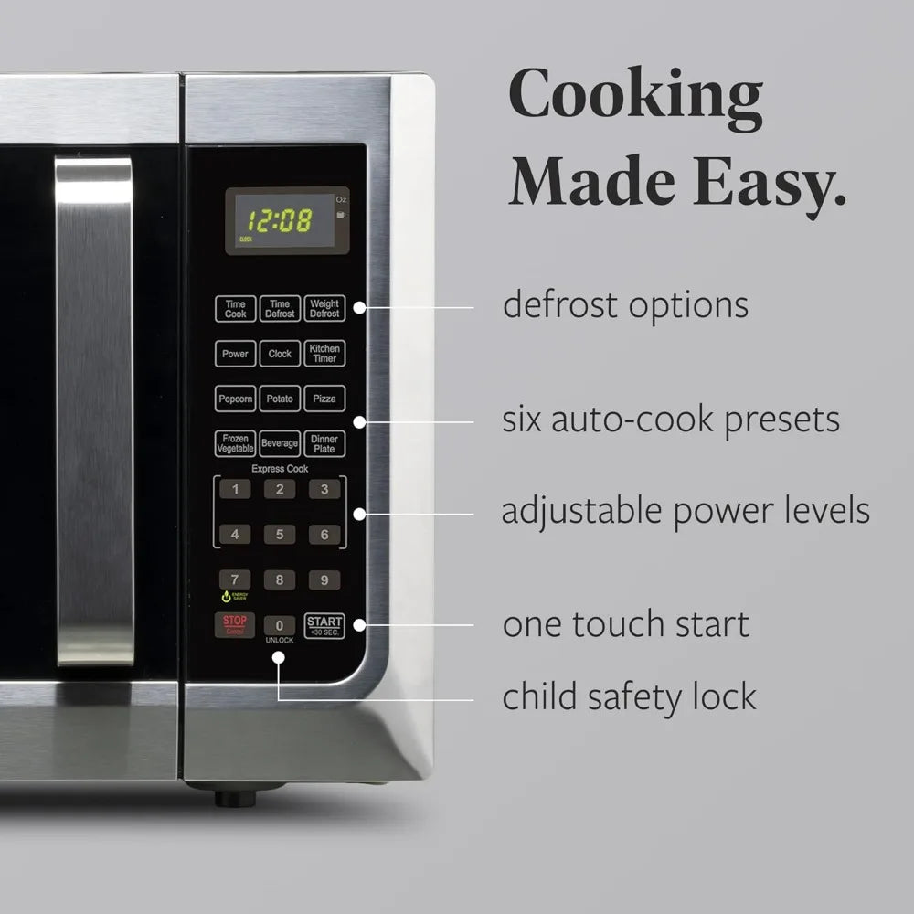 Farberware 1.3 Cu. Ft. Countertop Microwave Oven 1100 Watts Power Auto Cook Settings Defrost Easy Clean Child Safety Lock