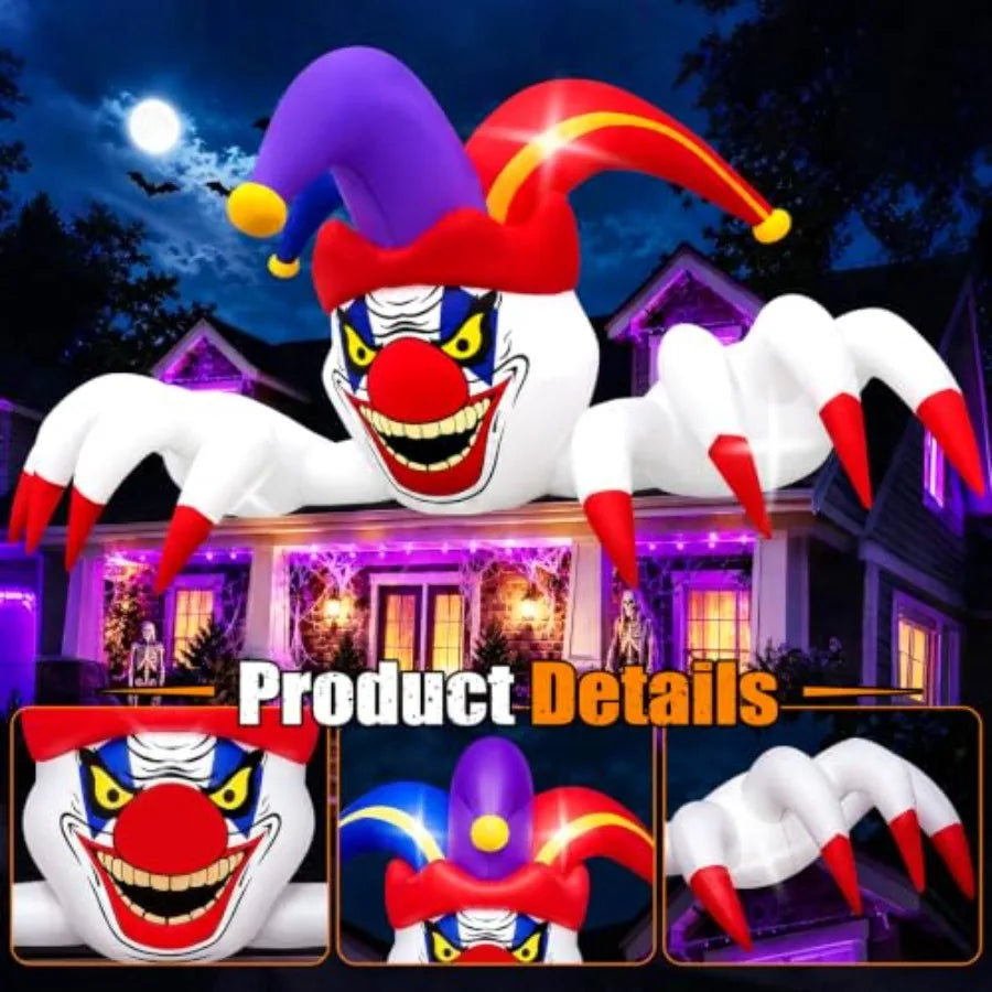 11FT Long Halloween Inflatables Clown Outdoor Decorations Scary Clown Inflatables Blow Up Yard Decorations with Build-