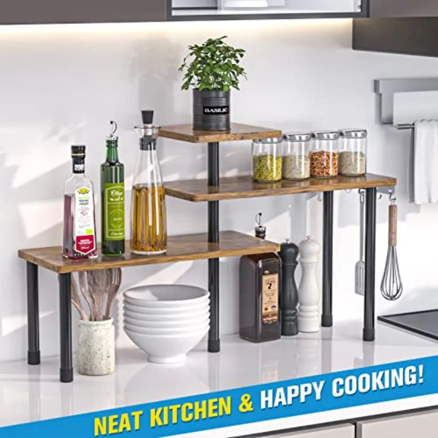 3-Tier Movable Countertop Corner Organizer, Ideal for Kitchen & Bathroom Storage