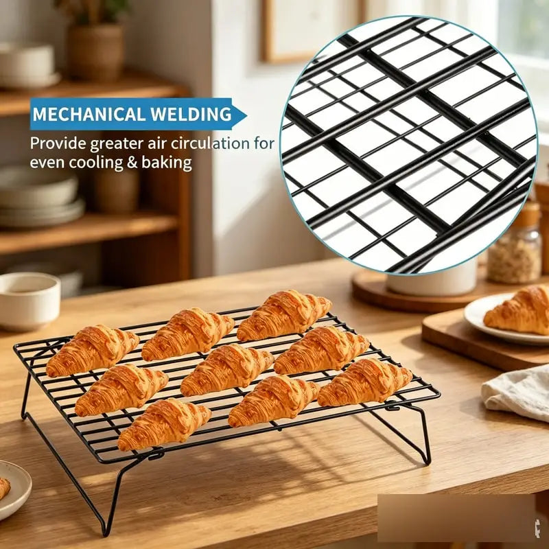3Pcs Baking Cooling Rack Non Stick Wire Grid Stainless Steel Oven Kitchen Baking Tray Pizza Bread Cookie Holder Barbecue Shelf