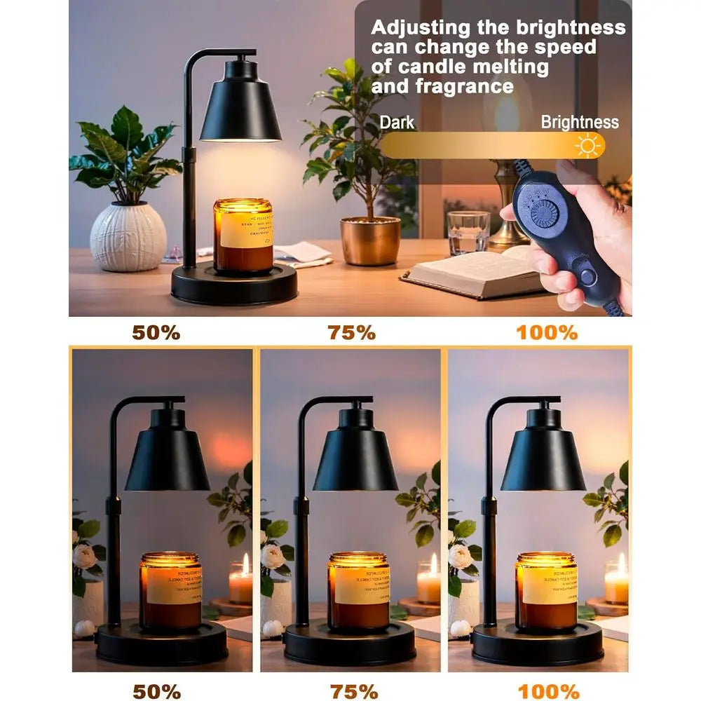 Candle Warmer Lamp with Timer - Adjustable Height & Brightness, 2 Bulbs Included - Wax Melter for Home