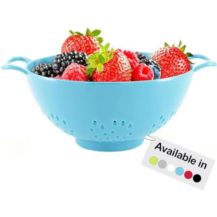6-inch Small Colander, BPA-Free, Dishwasher Safe, Double Handles, Compact Food Strainer for Berries, Veggies and Pasta, 3-Cup C